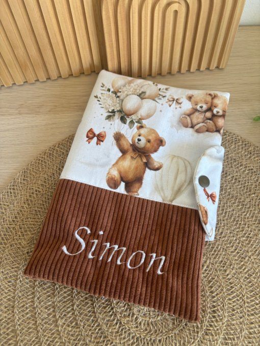 Housse carnet de santé ourson