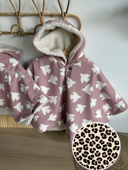 Poncho de pluie bird ou léopard fait main