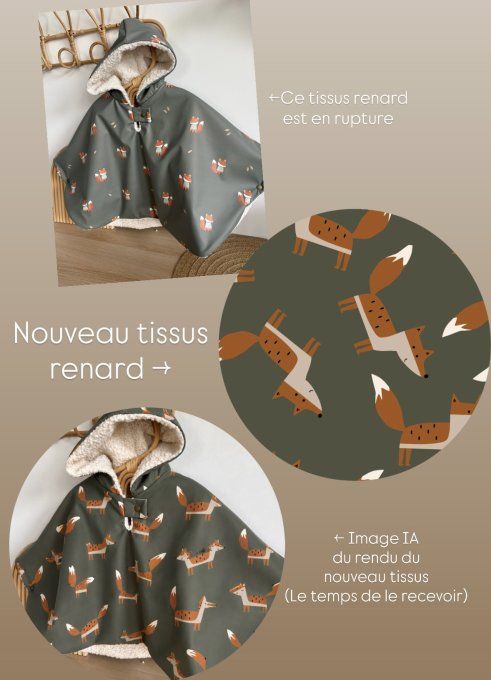 Nouveau tissus renard pour poncho de pluie