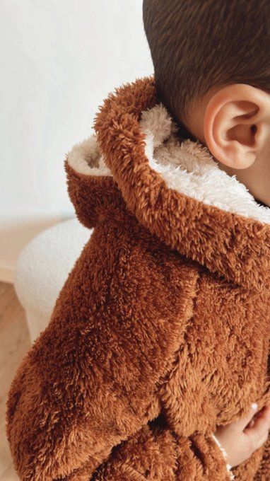 Poncho hiver teddy enfant réversible pour sécurité voiture