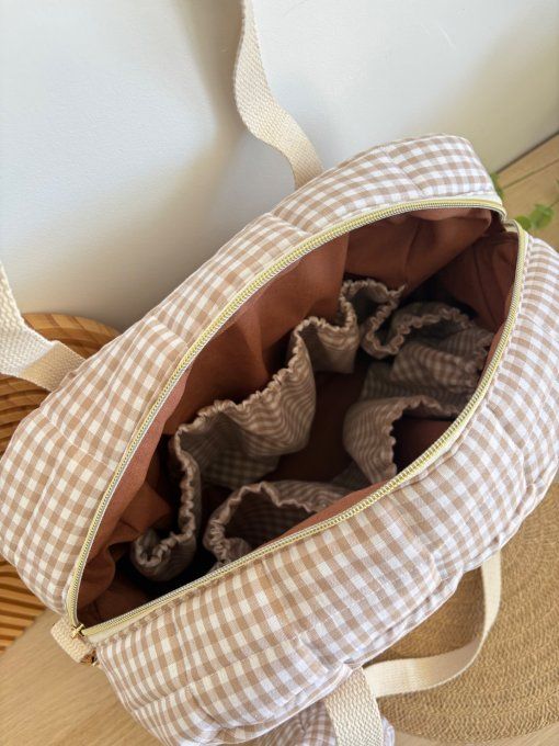 Sac à langer vichy beige