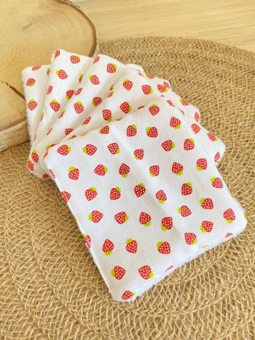 Lingettes lavables fraise