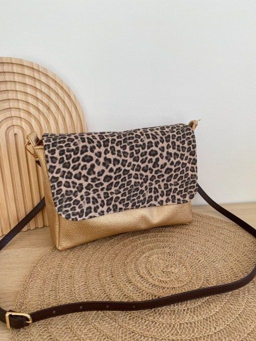 Sac bandoulière léopard doré