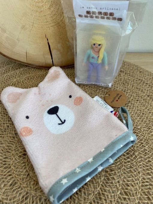 Savon artisanal Playmobil + gant enfant fait main